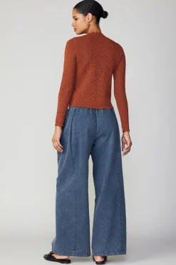 Current Air Long Sleeve Tops | Sweaters-Scalloped Knit Top RUST