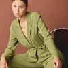 Current Air Coats & Jackets-Self Tie Blazer OLIVE