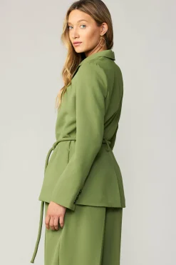 Current Air Coats & Jackets-Self Tie Blazer OLIVE