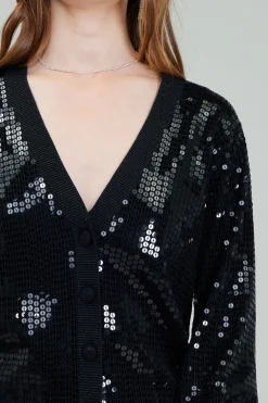 Current Air Cardigans-Sequin Jacket BLACK
