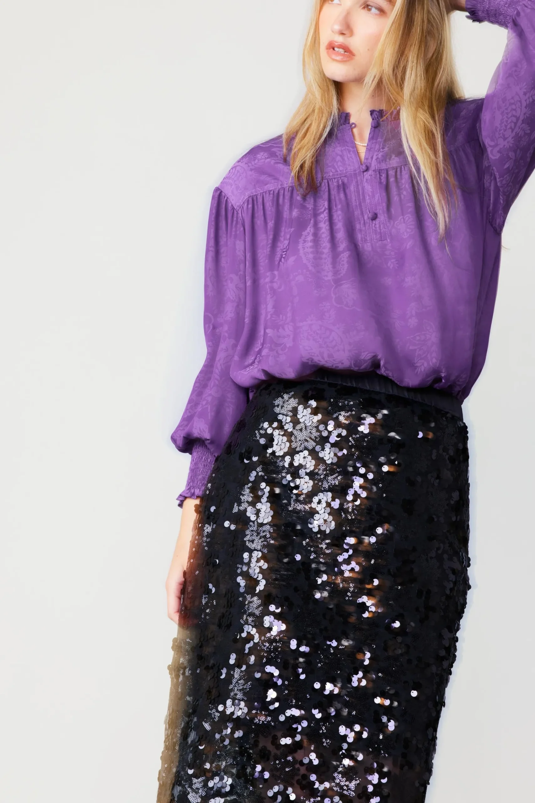 Current Air Skirts-Sequin Pencil Skirt BLACK