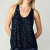 Current Air Sleeveless Tops-Sequin Sleeveless Top SAPPHIREBLUE