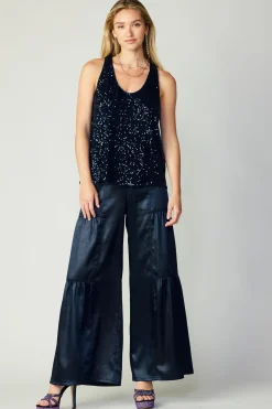 Current Air Sleeveless Tops-Sequin Sleeveless Top SAPPHIREBLUE