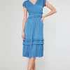 Current Air Midi Dresses-Sereia Pleated Midi Dress FADEDBLUE