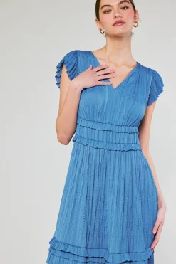 Current Air Midi Dresses-Sereia Pleated Midi Dress FADEDBLUE