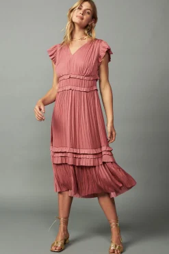 Current Air Midi Dresses-Sereia Pleated Midi Dress MAUVE