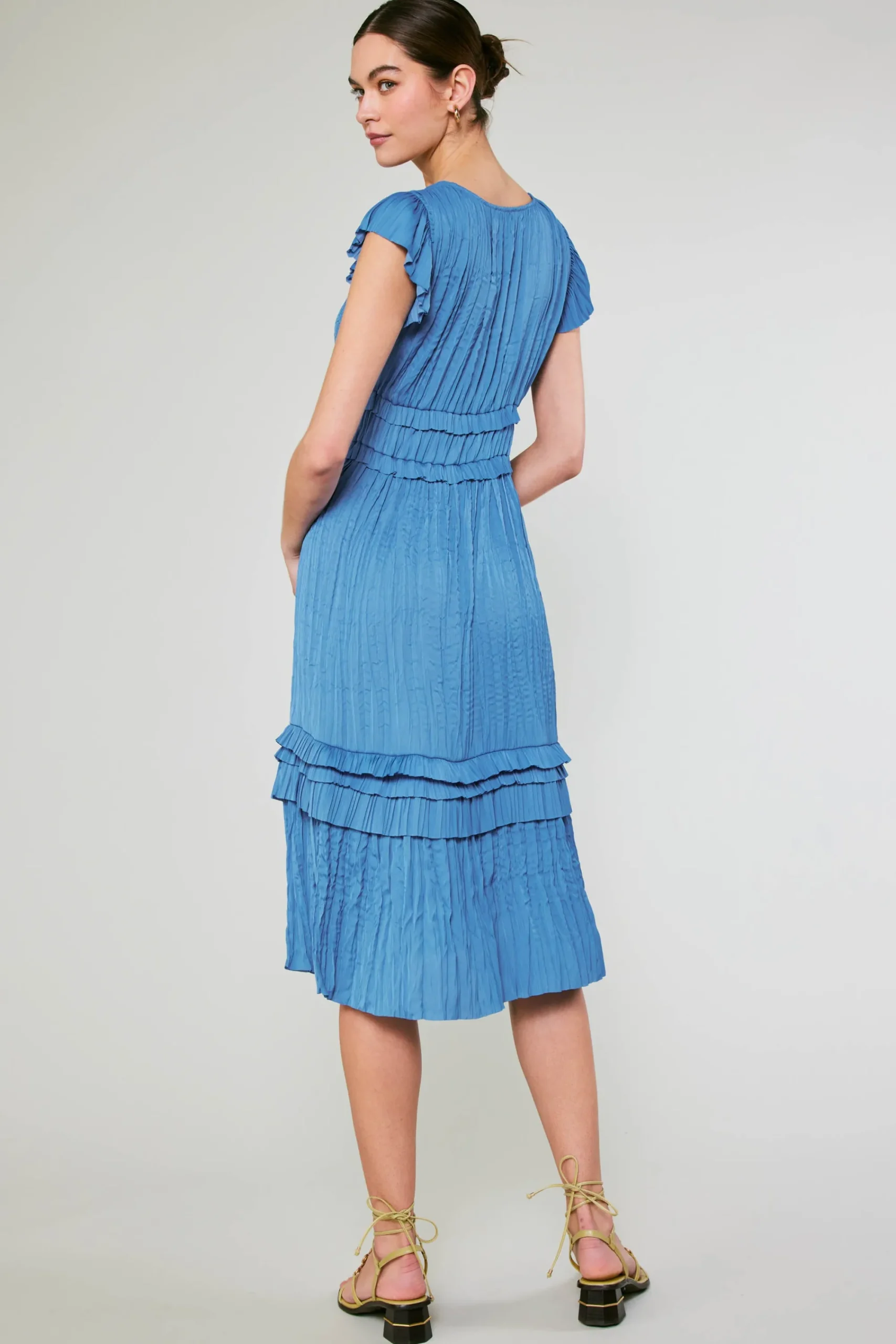 Current Air Midi Dresses-Sereia Pleated Midi Dress FADEDBLUE