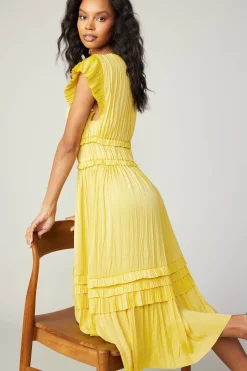 Current Air Midi Dresses-Sereia Pleated Midi Dress SUNNYYELLOW