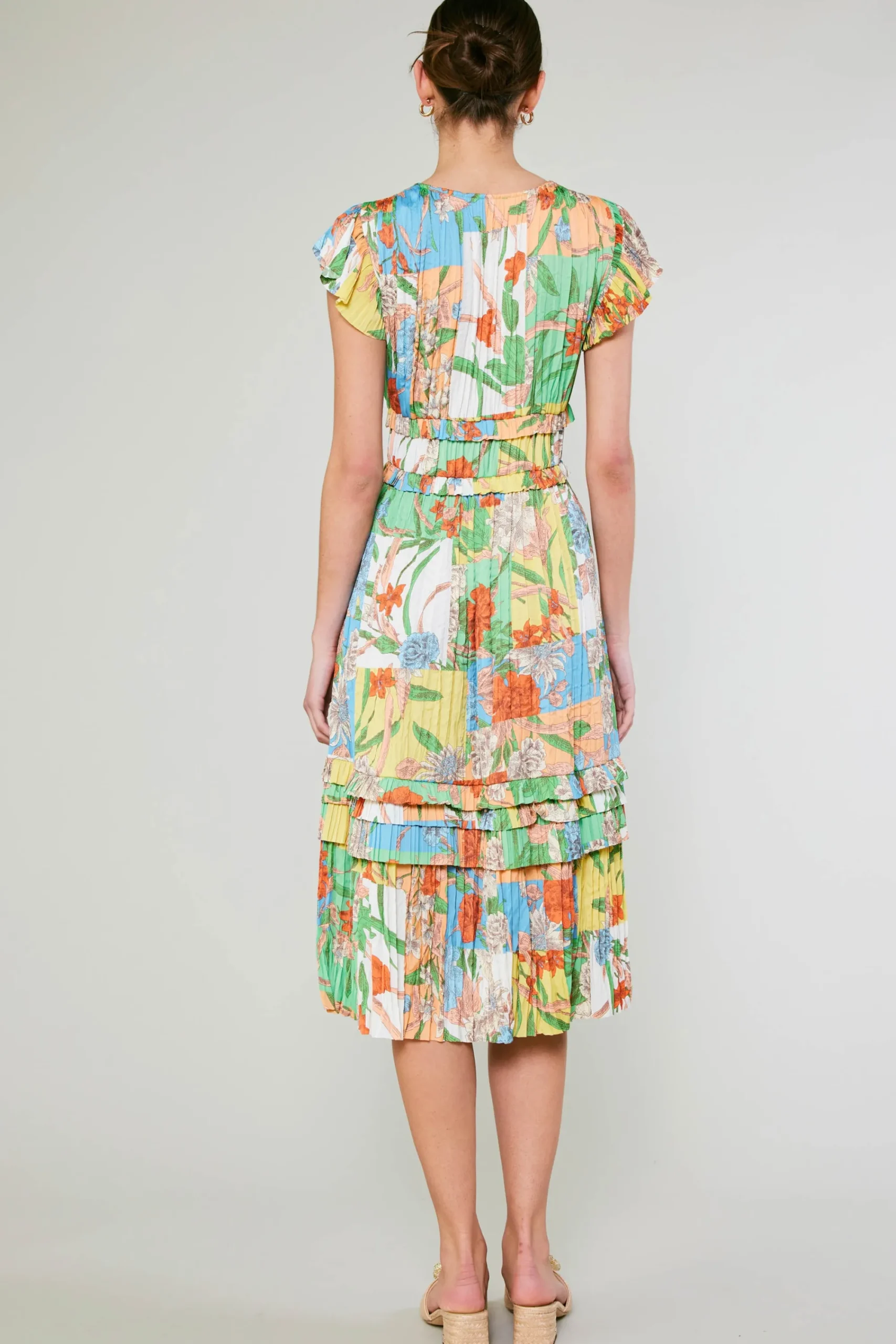 Current Air Midi Dresses-Sereia Pleated Midi Dress FLORALMLT