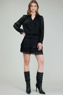 Current Air Mini Dresses-Shimmering Mini Dress BLACK