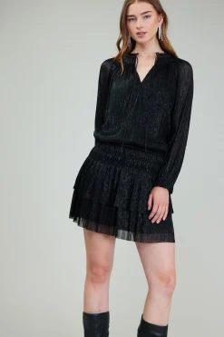 Current Air Mini Dresses-Shimmering Mini Dress BLACK