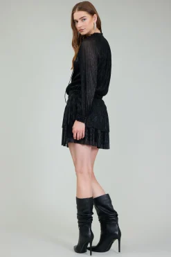 Current Air Mini Dresses-Shimmering Mini Dress BLACK