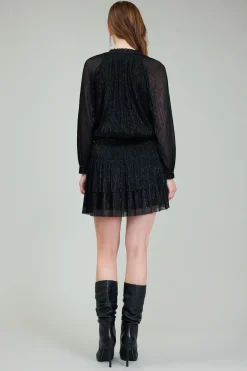 Current Air Mini Dresses-Shimmering Mini Dress BLACK