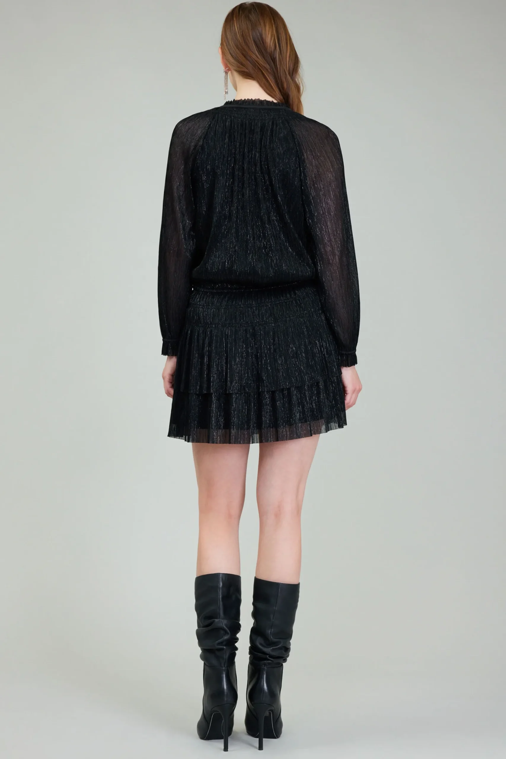 Current Air Mini Dresses-Shimmering Mini Dress BLACK