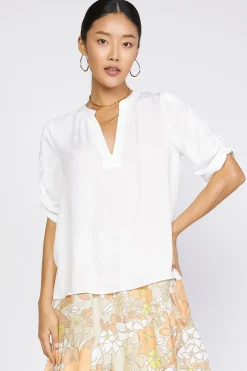 Current Air Short Sleeve Tops-Shirred Sleeve Blouse OFW