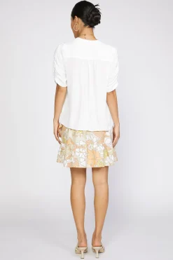 Current Air Short Sleeve Tops-Shirred Sleeve Blouse OFW