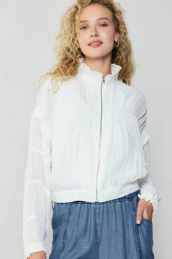Current Air Coats & Jackets-Shirred Sleeve Jacket CREAMWHITE