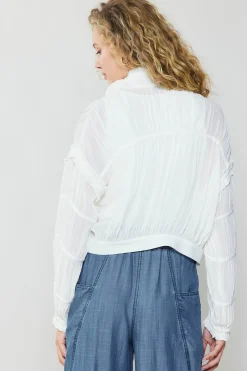 Current Air Coats & Jackets-Shirred Sleeve Jacket CREAMWHITE
