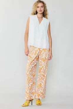 Current Air Sleeveless Tops-Shirred Sleeveless Top CREAMWHITE