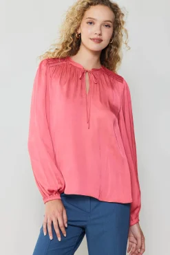 Current Air Long Sleeve Tops-Shirred Yoke Blouse BRINKPINK