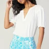 Current Air Short Sleeve Tops-Short Sleeve Split Neck Blouse OFW