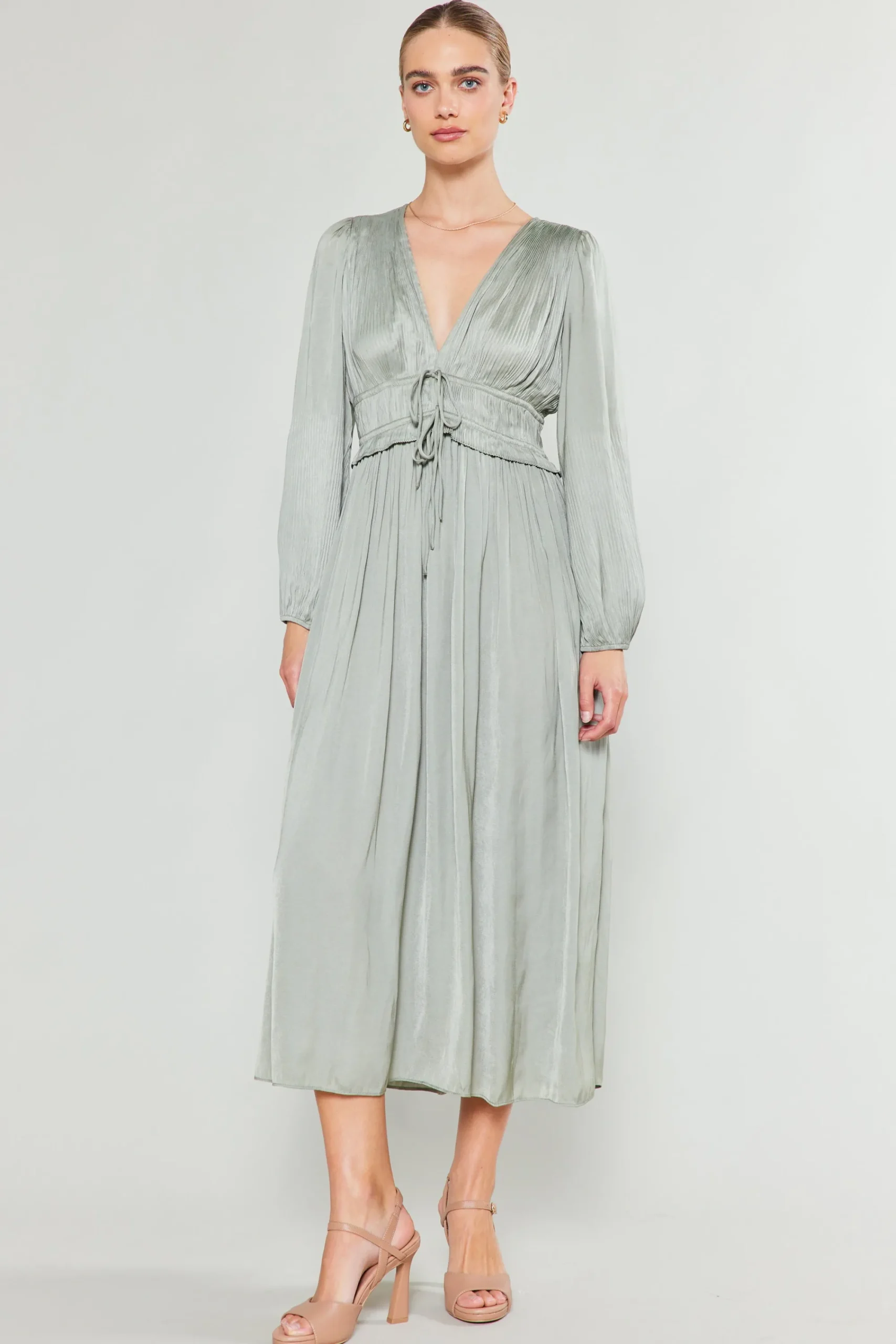 Current Air Maxi Dresses-Sidonie Pleated Maxi Dress SAGE