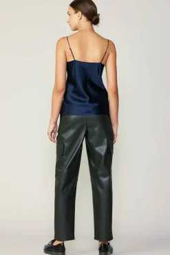 Current Air Sleeveless Tops-Silk Cowl Neck Cami NAVY