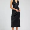 Current Air Maxi Dresses-Silk Sweetheart Maxi Dress BLACK