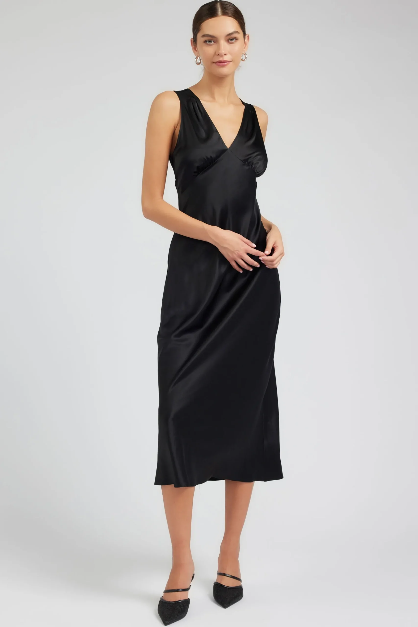 Current Air Maxi Dresses-Silk Sweetheart Maxi Dress BLACK