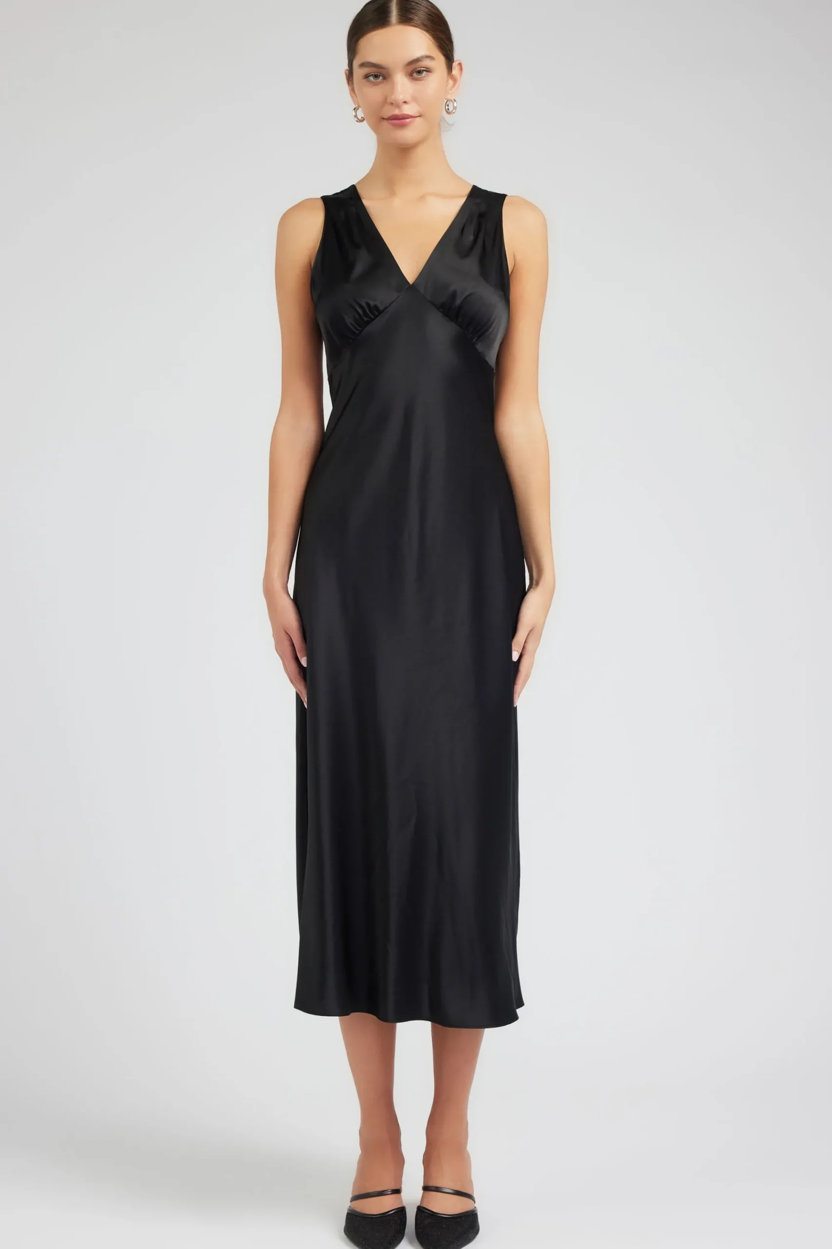 Current Air Maxi Dresses-Silk Sweetheart Maxi Dress BLACK