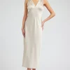 Current Air Maxi Dresses-Silk Sweetheart Maxi Dress CHAMPAGNE