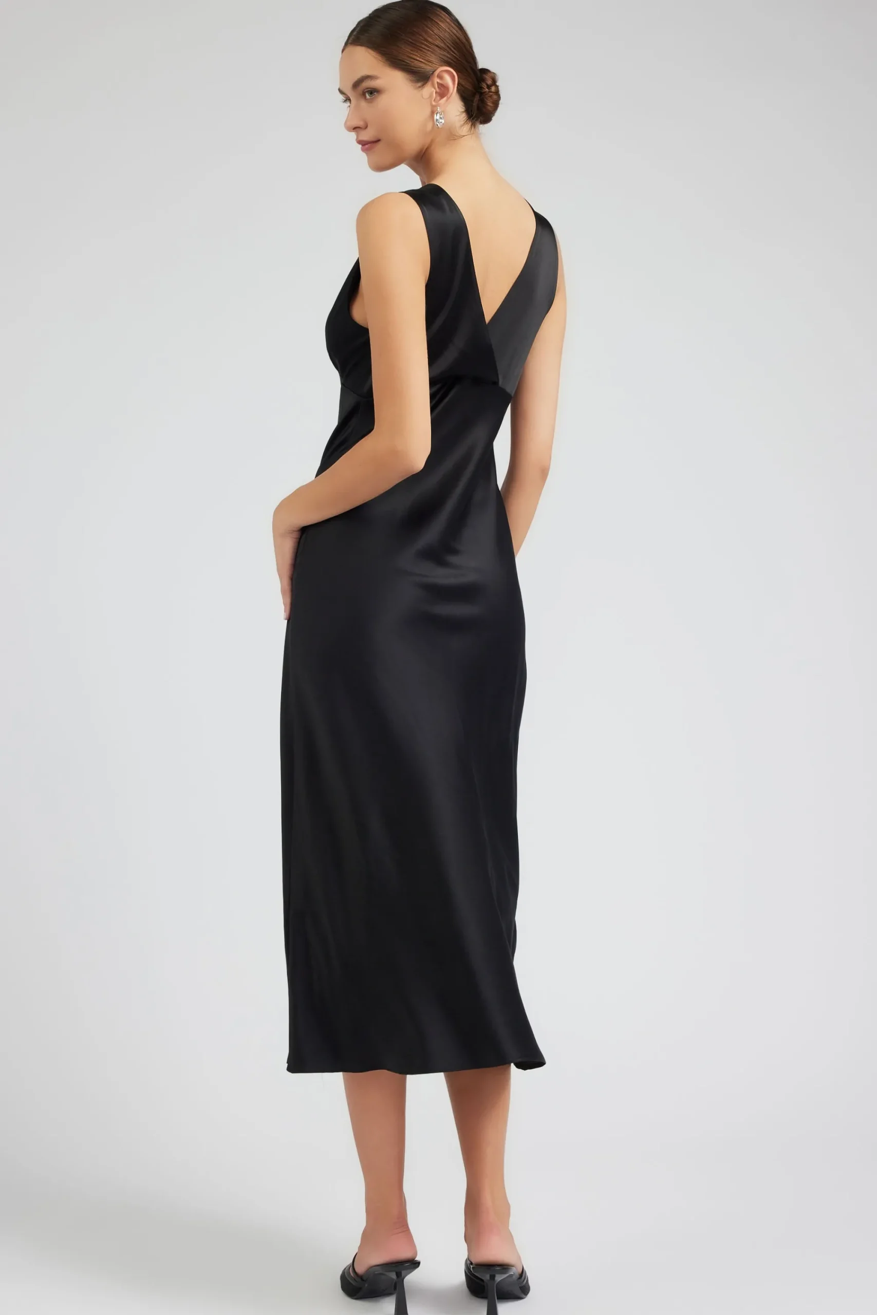 Current Air Maxi Dresses-Silk Sweetheart Maxi Dress BLACK