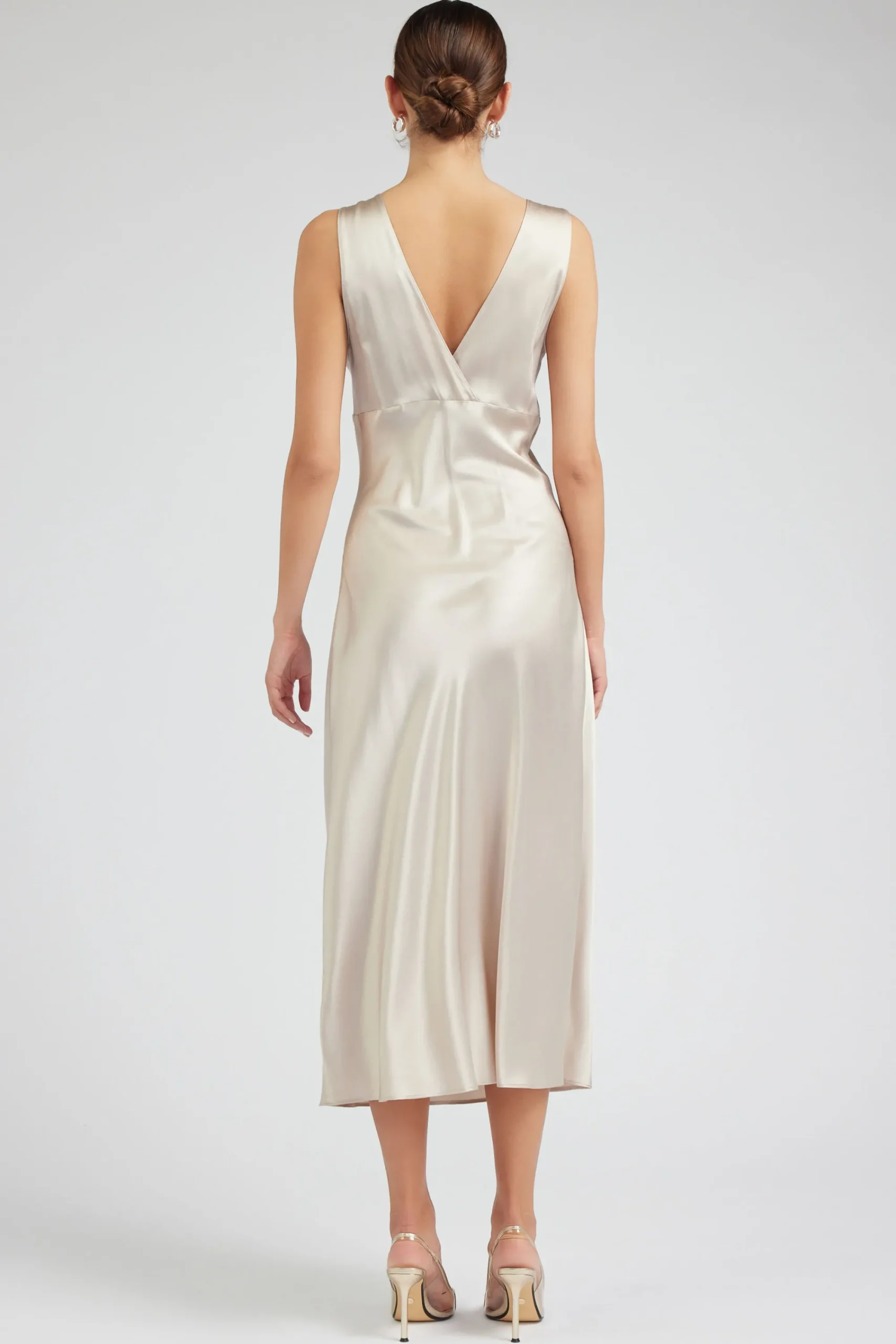 Current Air Maxi Dresses-Silk Sweetheart Maxi Dress CHAMPAGNE