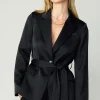 Current Air Coats & Jackets-Silky Belted Blazer BLACK
