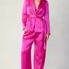 Current Air Coats & Jackets-Silky Belted Blazer FUCHSIA