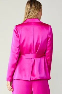 Current Air Coats & Jackets-Silky Belted Blazer FUCHSIA