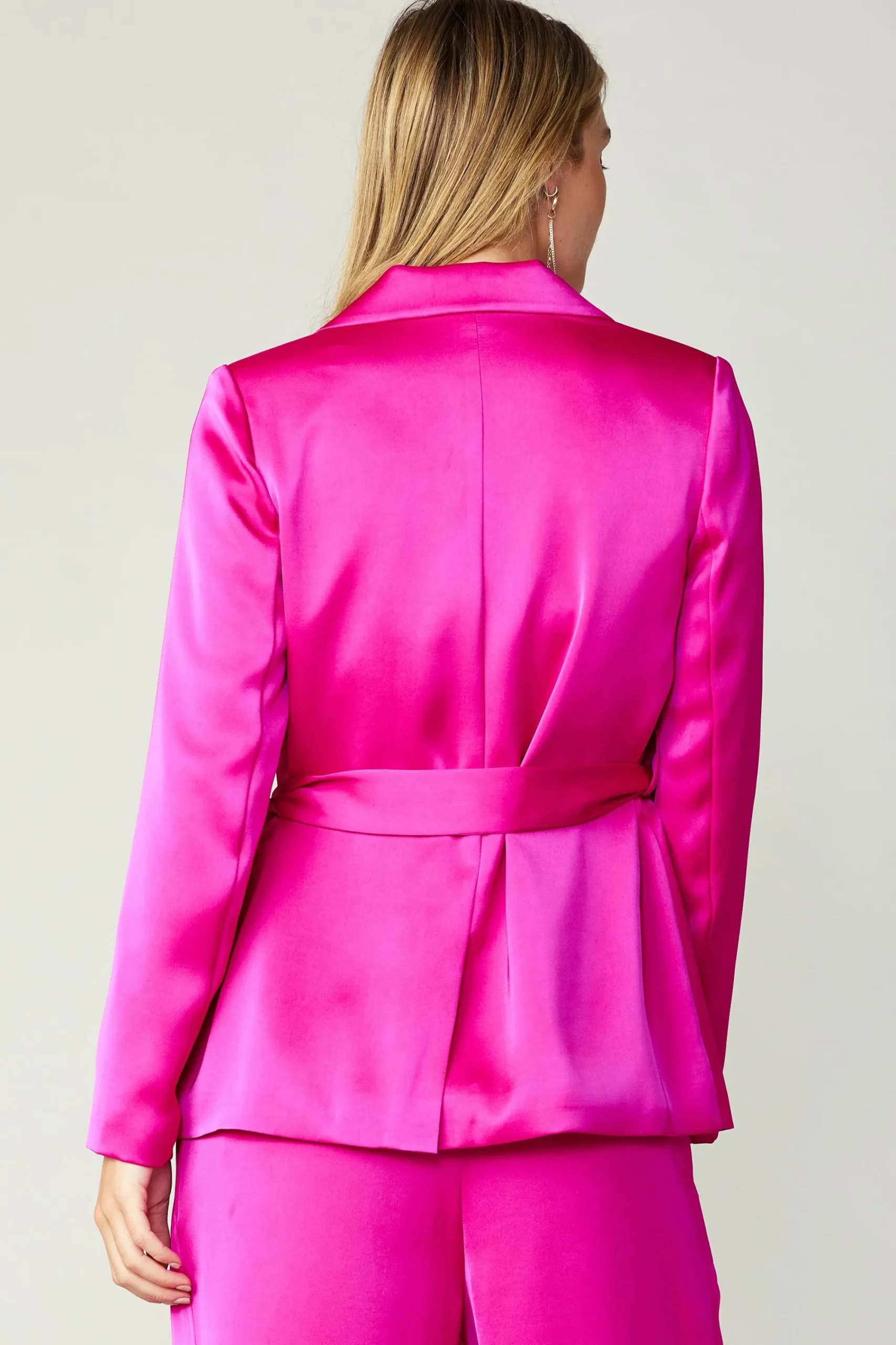 Current Air Coats & Jackets-Silky Belted Blazer FUCHSIA
