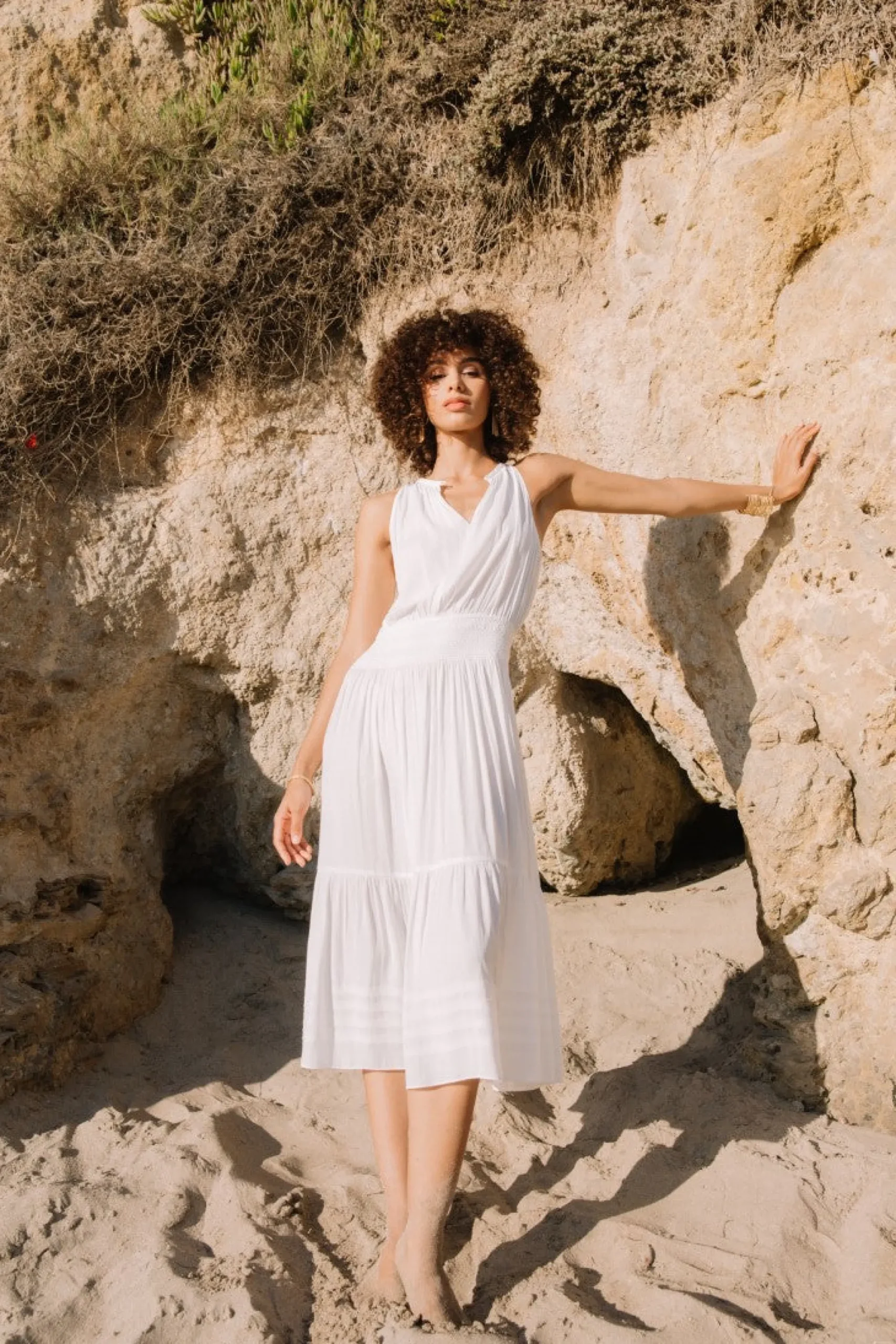Current Air Midi Dresses-Smocked Waist Halter Midi Dress OFW