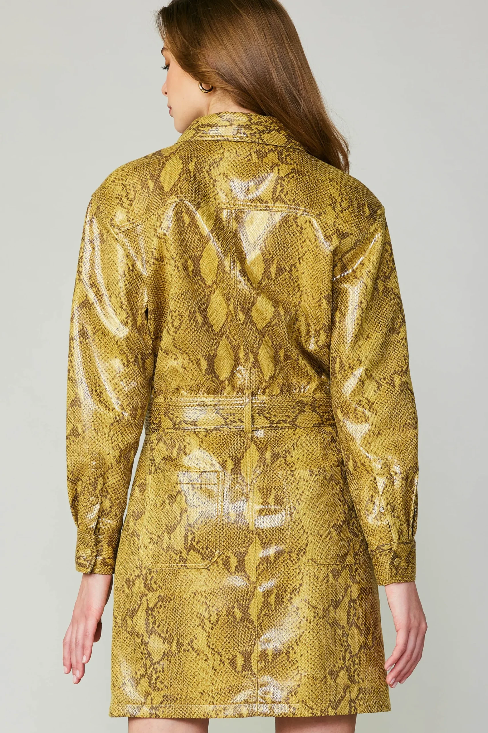 Current Air Coats & Jackets-Snakeskin Shirt Dress SNAKESKINYELLOW