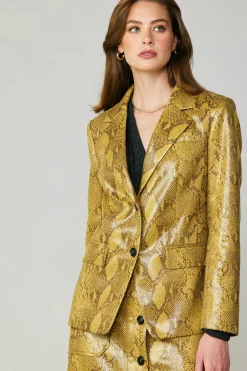 Current Air Coats & Jackets-Snakeskin Welt Pocket Blazer SNAKESKINYELLOW