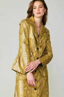 Current Air Coats & Jackets-Snakeskin Welt Pocket Blazer SNAKESKINYELLOW