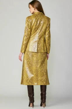 Current Air Coats & Jackets-Snakeskin Welt Pocket Blazer SNAKESKINYELLOW