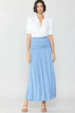 Current Air Skirts-Soft Crinkle Maxi Skirt PERIWINKLEBLUE