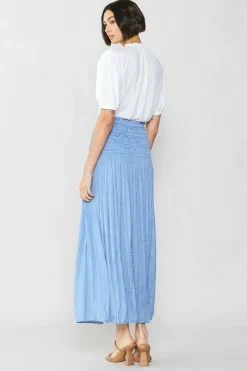 Current Air Skirts-Soft Crinkle Maxi Skirt PERIWINKLEBLUE