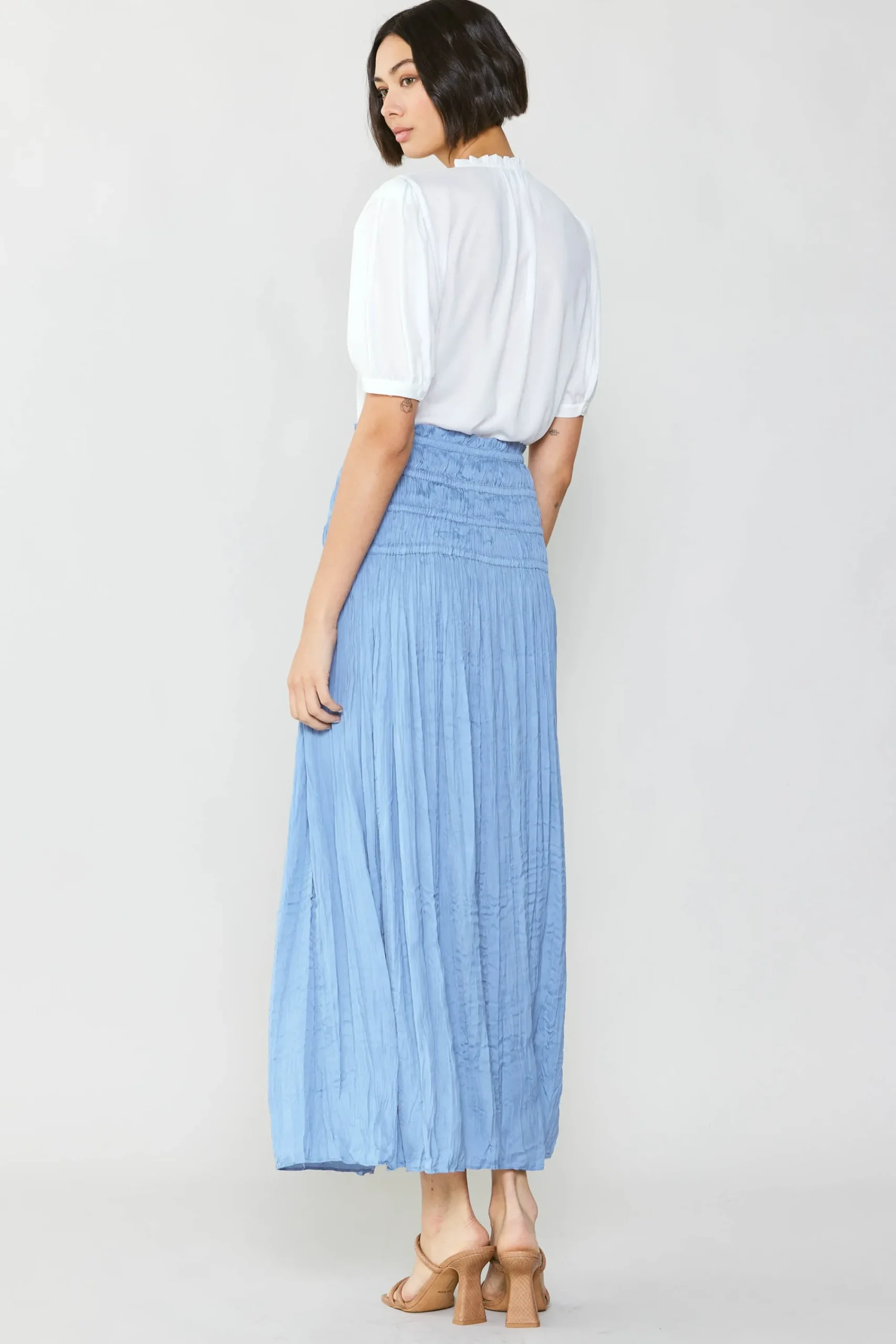 Current Air Skirts-Soft Crinkle Maxi Skirt PERIWINKLEBLUE