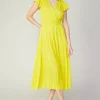 Current Air Midi Dresses-Sophia Flutter Sleeve Midi Dress PINEAPPLE