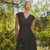 Current Air Midi Dresses-Sophia Flutter Sleeve Midi Dress BLACK