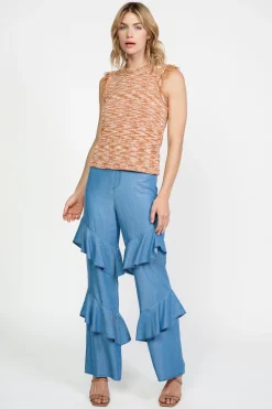 Current Air Sleeveless Tops | Sweaters-Space Dyed Sweater Tank RUST