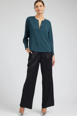 Current Air Long Sleeve Tops-Sparkle Blouse DEEPTEAL
