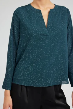 Current Air Long Sleeve Tops-Sparkle Blouse DEEPTEAL